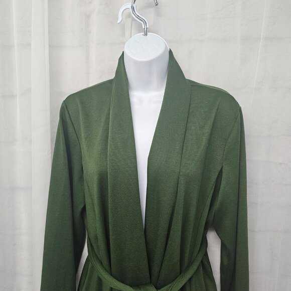 Serena Williams Olive Green Belted Cardigan Jacket Boho Minimalist XL - Picture 2 of 13